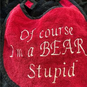 Red Bear Bib with Embroidered TextXXL dog drool bibs